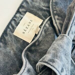 Sezane Austin - Straight Leg Belted Jeans EU 40 High Rise Acid Wash Gray